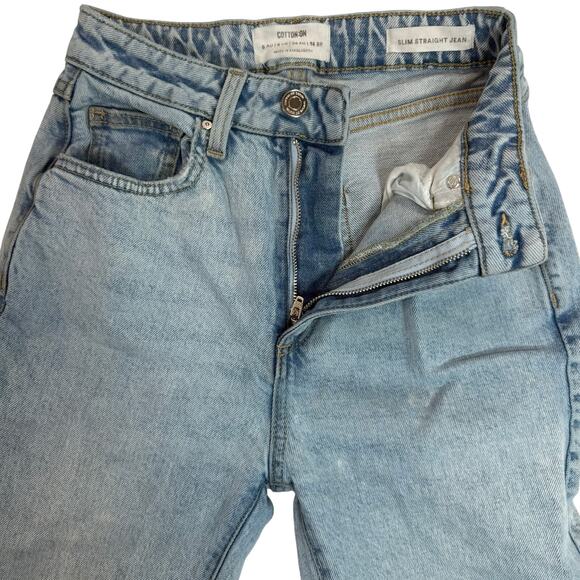 Cotton On Slim Straight Jeans Women’s Size 2 Light Wash High Rise Denim - Picture 4 of 9